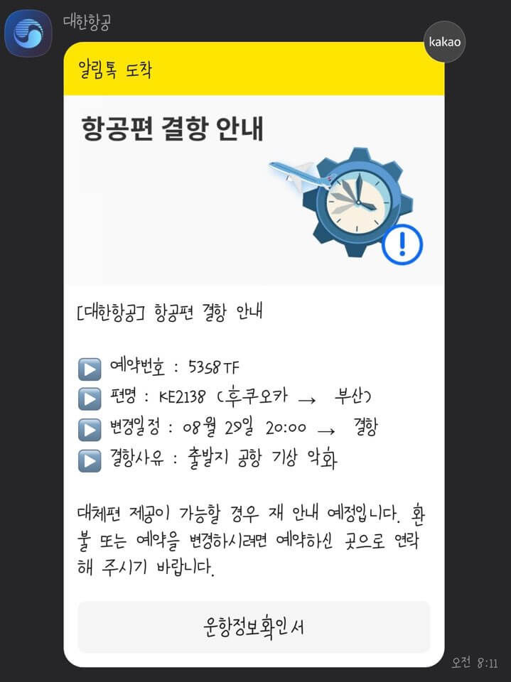 대한항공 결항 대처법